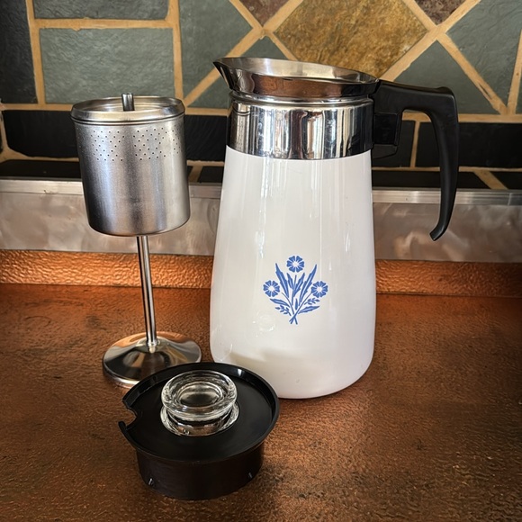 Vntg 9 cup Corningware Cornflower percolator - Picture 3 of 4